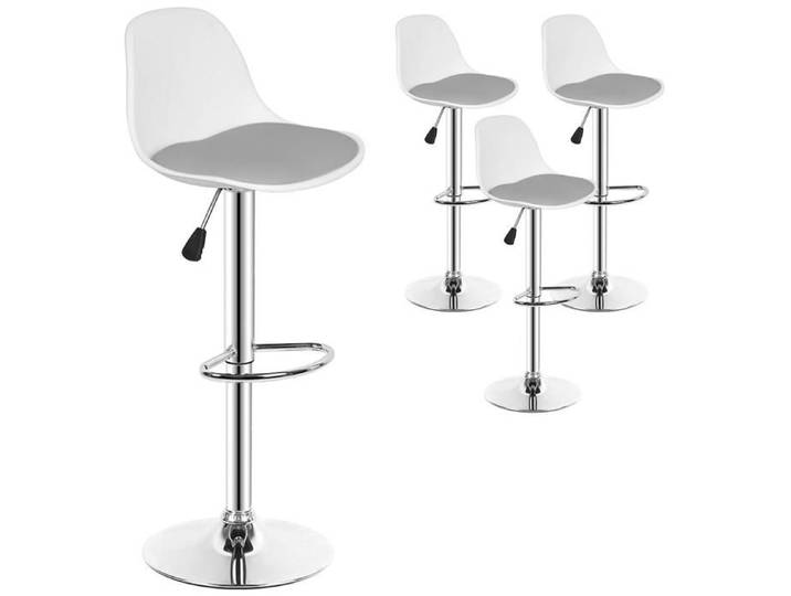 MIPAN.Lot de 4 Tabouret de bar pour bistro - Tabouret de bar pour comptoir - Tabouret de bar pour pub - Max:120Kg - Blanc+Gris