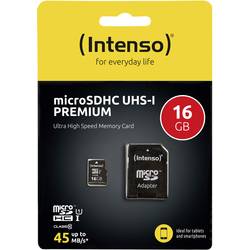 Intenso Premium microSDHC-Karte 16 GB Class 10, UHS-I inkl. SD-Adapter 3423470