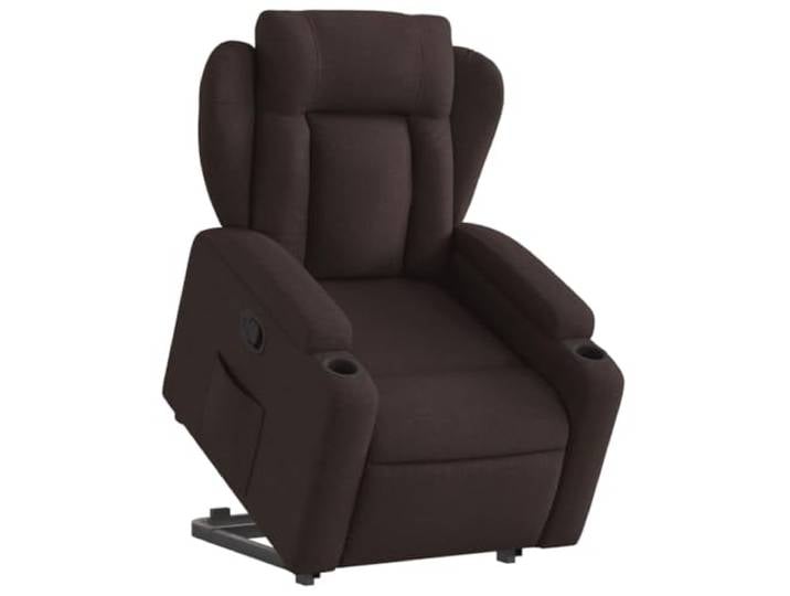 Lehnstuhl mit Rückenlehne, dunkelbraun, aus Stoff mit Motor Stoff 100% Polyester, Holz- und Metallrahmen, Getränkehalter, Seitentasche, Neigung 135 Grad, Sitzfläche 50 cm breit