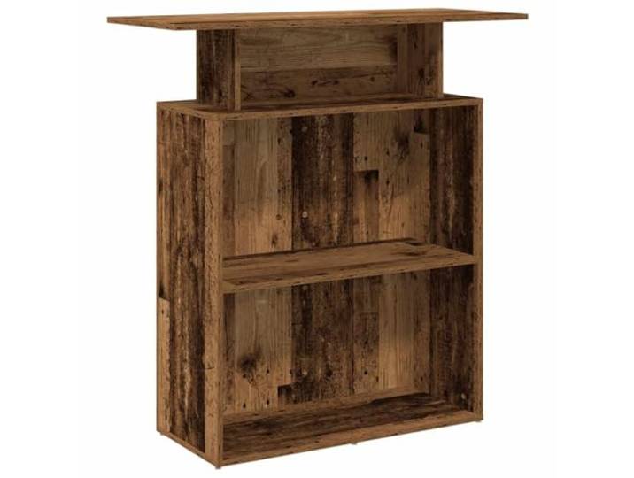 POUFGDR Empfangsschreibtisch, altes Holz, 100 x 40 x 104 cm Stabiles Holz, integriertes Regal, hohe Arbeitsfläche, für Büro, Hotel, Klinik