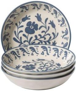 "Bloomhouse - 2-Time Oprah's Favorite Things, Valencia Flor 4 Piece 8"" Dinner Bowl Set, Stoneware, Floral Decal Design"
