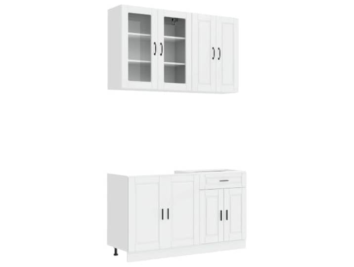 KUPTYERFG Küchenzeile PORTO 4-teilig Küchenschrank Set Hochglanz Weiß Modulares 4-teiliges Schrankset für kleine Küche & Esszimmer, viel Stauraum, verstellbare Füße für unebene Böden.