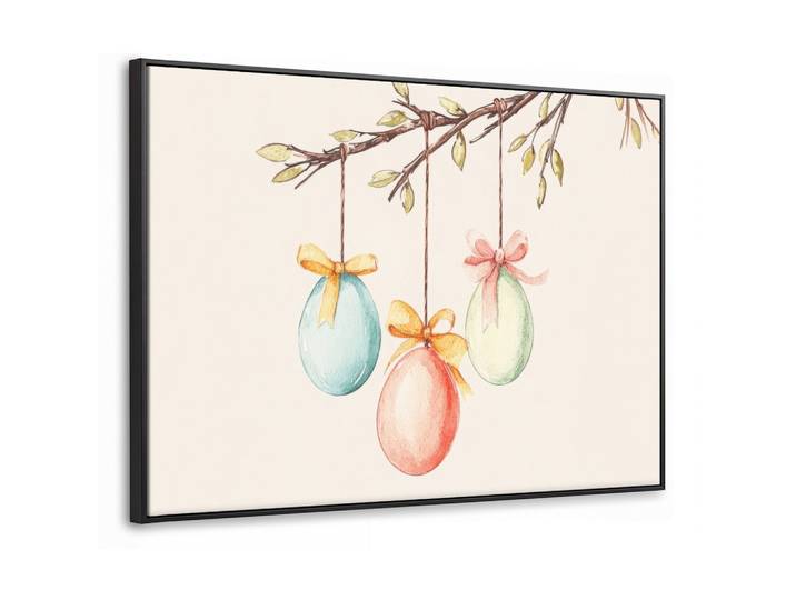 LEINWAND Bilder mit Rahmen - Osterkuchen - Schleife - Eier - 80x60