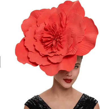 Inspire Essentials Elegant Flower Fascinator Headband Bridal Bow Hair Accessory For Weddings And Parties red