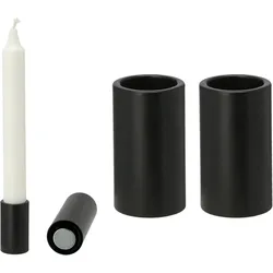 2X Stabkerzenhalter magnetisch SCHWARZ 2 ,8x5cm Kerzenständer Magnet Kerzenhalter Tafelkerzen Stabkerzen Tischdekoration Weihnachten Dekotablett Adventskranz Candle Holder Wohnzimmerdeko