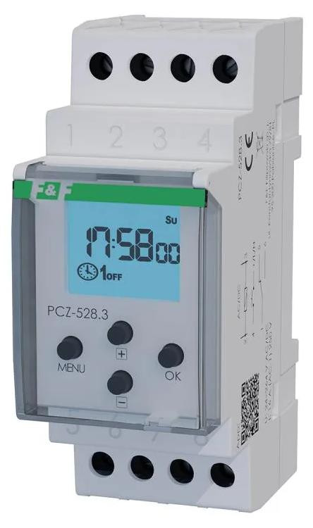 F&F PCZ-528 Programmeurschakelaar, 1 kanaal, wekelijks/jaarlijks, 16A, 2M, 24-264V AC/DC