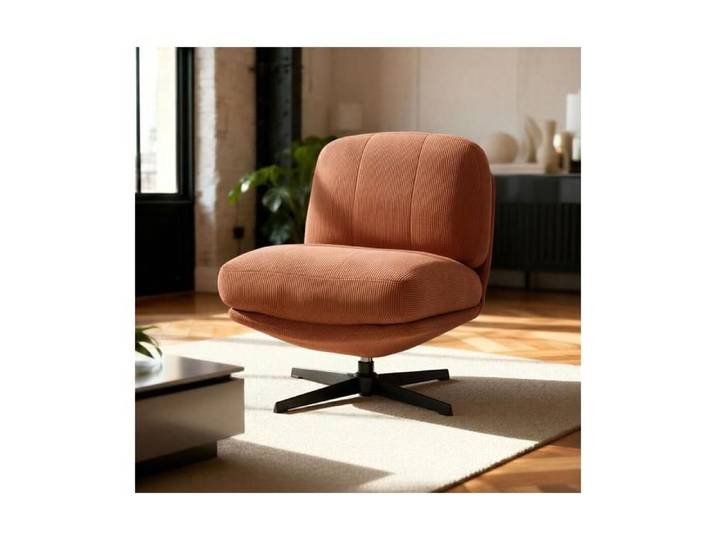 Fauteuil pivotant en velours côtelé - SICAAN - Collection Lena - Terracotta - Assise douce - Design moderne et raffiné