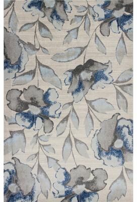 Domani Kai Grey/Blue Watercolor Florals Area Rug
