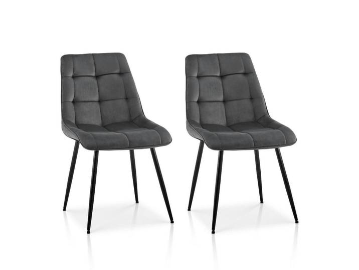 Esszimmerstuhl 2er Set mit Rückenlehne, Samt anthrazit, Anthrazit, 44x86x44 cm, Esszimmer, Stühle