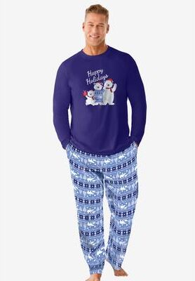 Plus Size Women's Dreams & Co.® Mens Pajama Set by Dreams & Co. in Navy Bear Isle (Size 62/64)