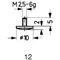 Käfer, Messuhr + Messschraube, Messeinsatz Ø 10 mm gewölbt Radius 15 M2,5 Hartmetall passend zu Messuhren