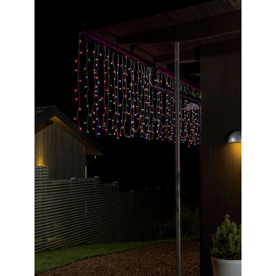 KONSTSMIDE LED-Lichtervorhang "Weihnachtsdeko aussen", transparent, Dioden 200 Stk. Flammen 200 Stk., Gesamtlänge 12,47m, Lichterketten, LED Lichtervorhang, mit bunten Globes, 200 bunte Dioden