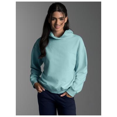 Sweatshirt TRIGEMA "TRIGEMA Dünner Oversize-Hoodie", Damen, Gr. XS, blau (gletscher), Sweatware, 50% Baumwolle, 50% Polyester, Basic, Sweatshirts Sweatshirt