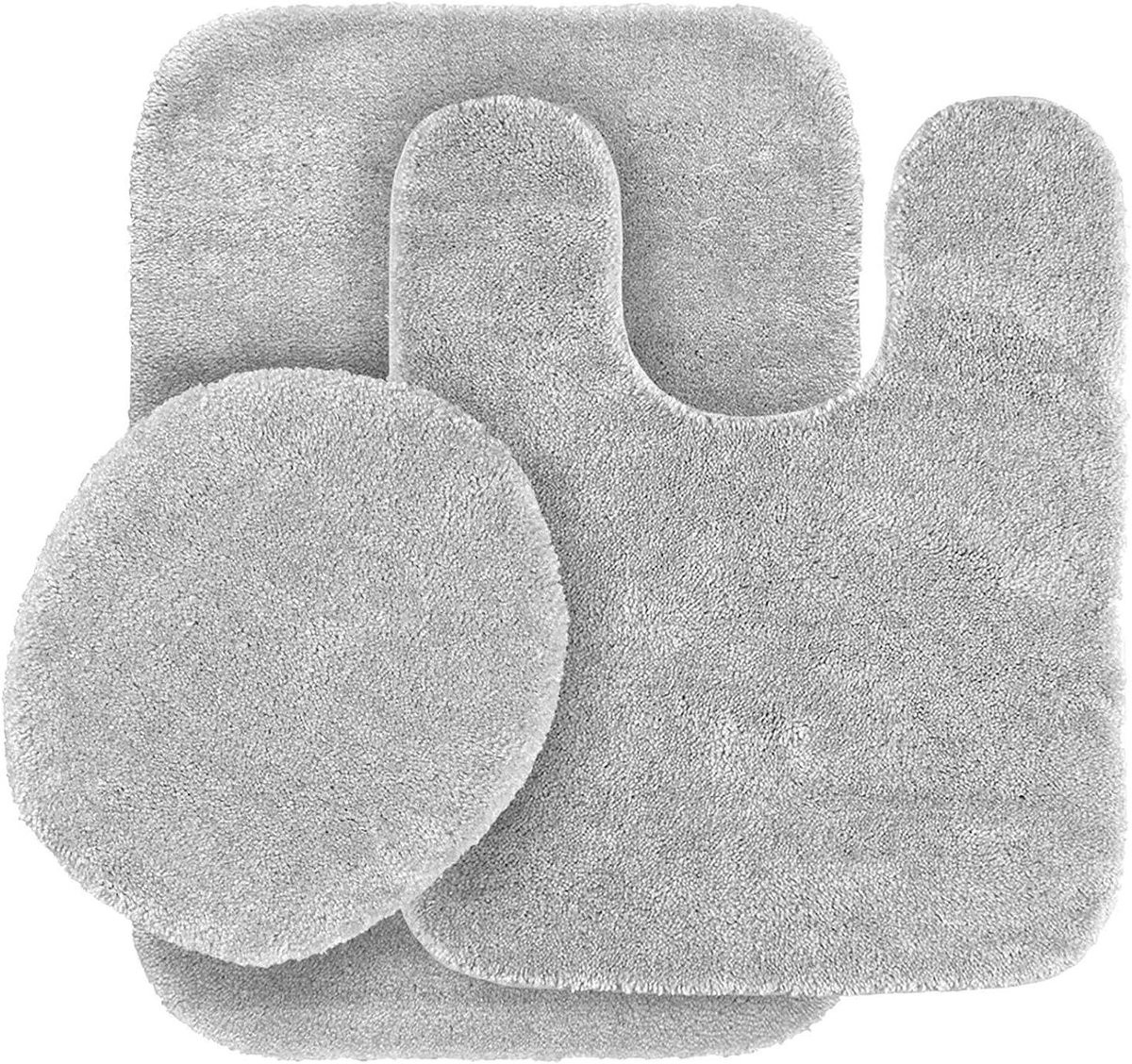 3-delige badkamer tapijt set met antislip rubber in lichtgrijs