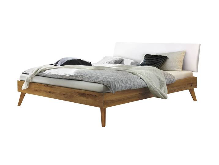 Bettgestell, Massivholz Wildeiche, Braun, 206×216 cm, Modern, Hasena