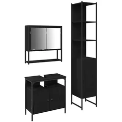 vidaXL Badezimmermöbel Set 3 pcs Schwarze Eiche 33 x 33 x 185.5 cm