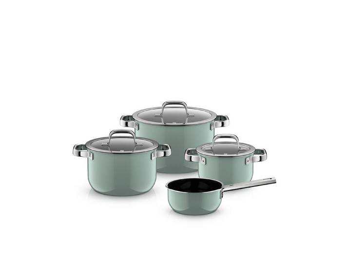 WMF Topf-Set Fusiontec Mineral Pro, Topf-Set, 4-teilig, Eucalyptus Haze, Fusiontec (kratzfestes Material, 4-tlg., für alle Herdarten geeignet), Made in Germany