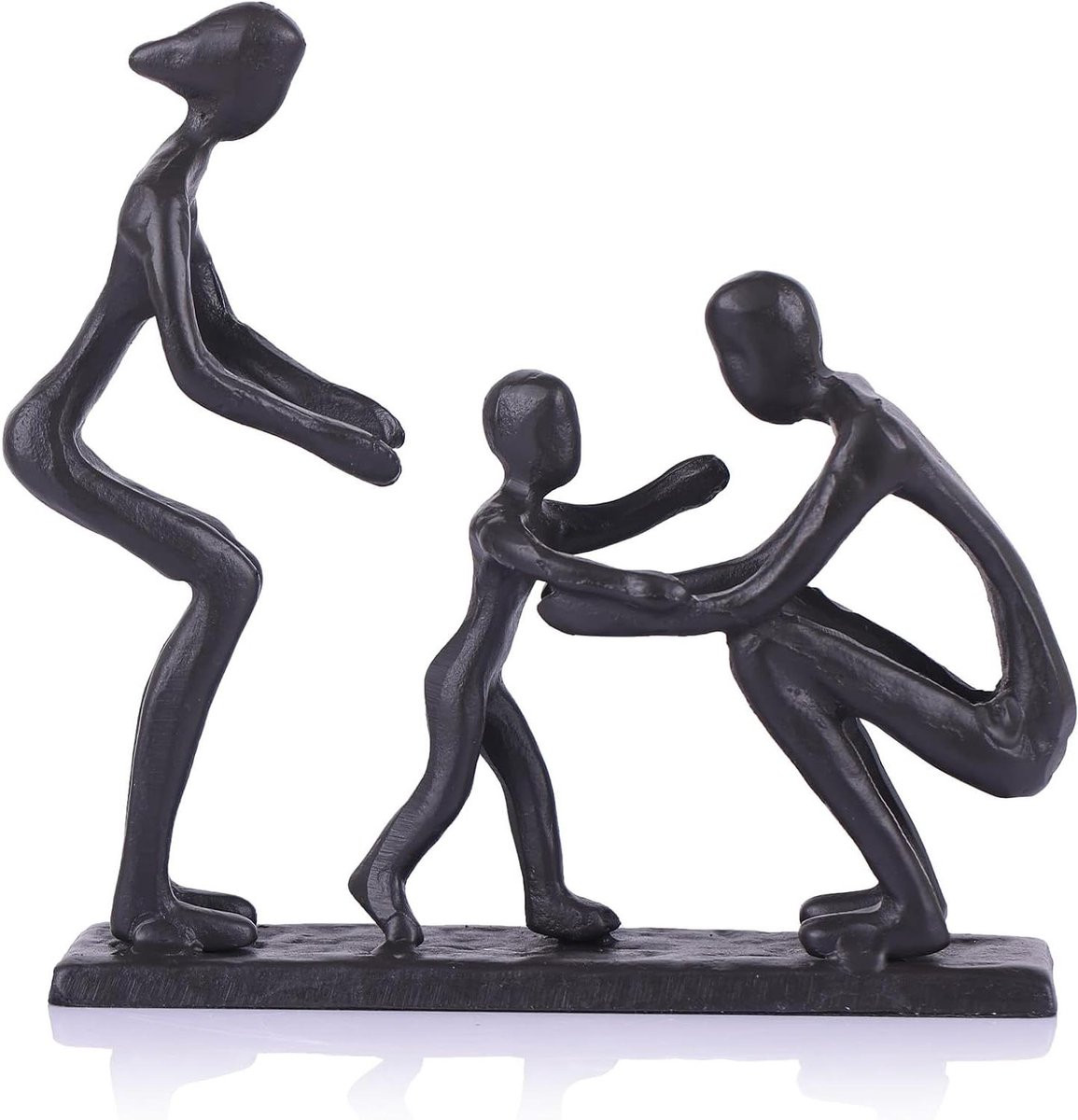 IJzeren sculptuur van moeder en zoon - Familiebeeldje voor op tafel
