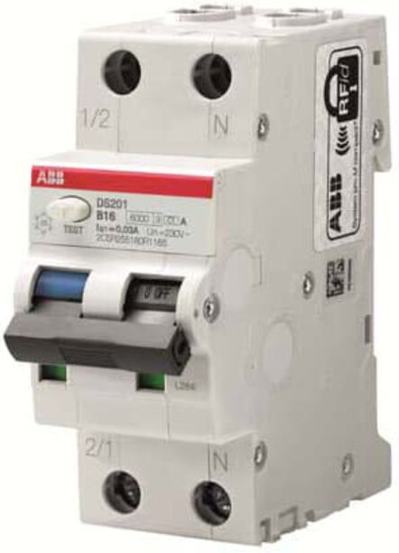ABB Stotz S&J; Disjoncteur différentiel 6kA, 1p+N DS201A-C16/0,03 (2CSR255180R1164)