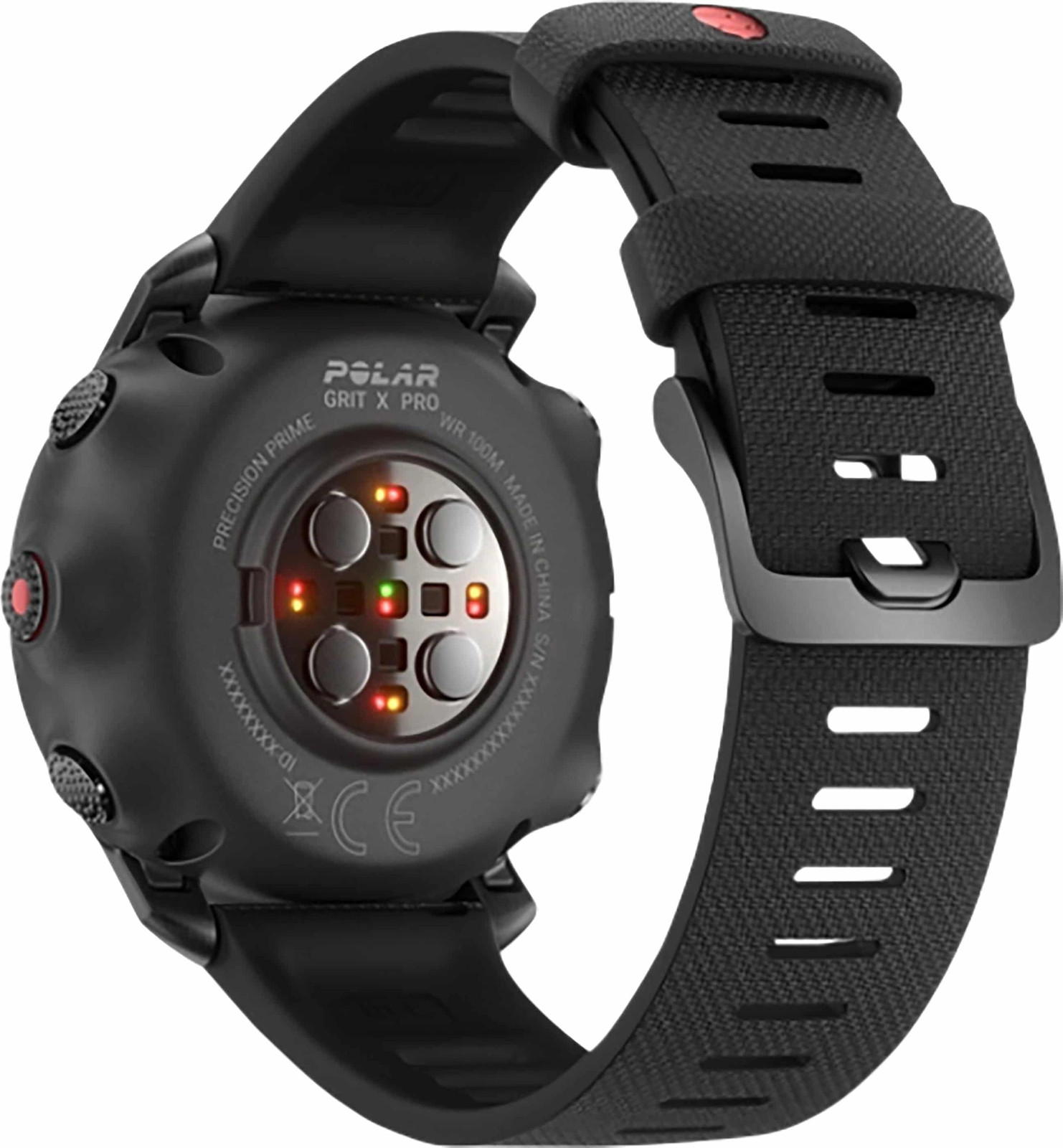 POLAR Grit X Pro Titan Sporthorloge met grijze geperforeerde leren band, Bandmaat: M/L, Display: 3 cm