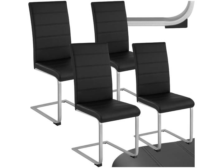 Schwingstühle, Kunstleder - schwarz, 4er Set