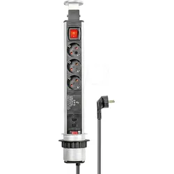GC PT060-0103 - Steckdoseneinheit Pop-Up, 3-fach Typ F - CEE 7/3, 2 x USB