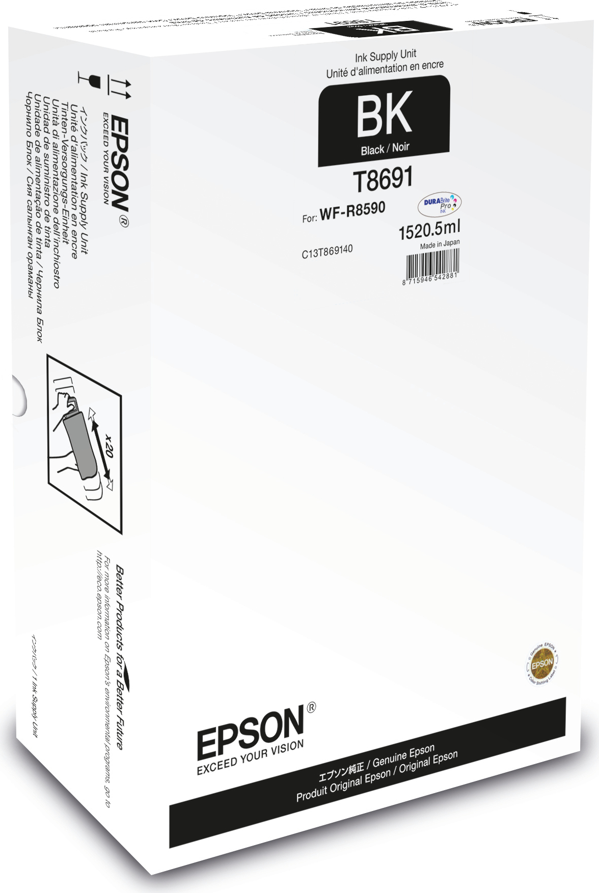 Epson Black XXL Ink Supply Unit, Hohe (XL-) Ausbeute, Schwarz, Tinte auf Pigmentbasis, 1520,5 ml, 1 Stück(e)