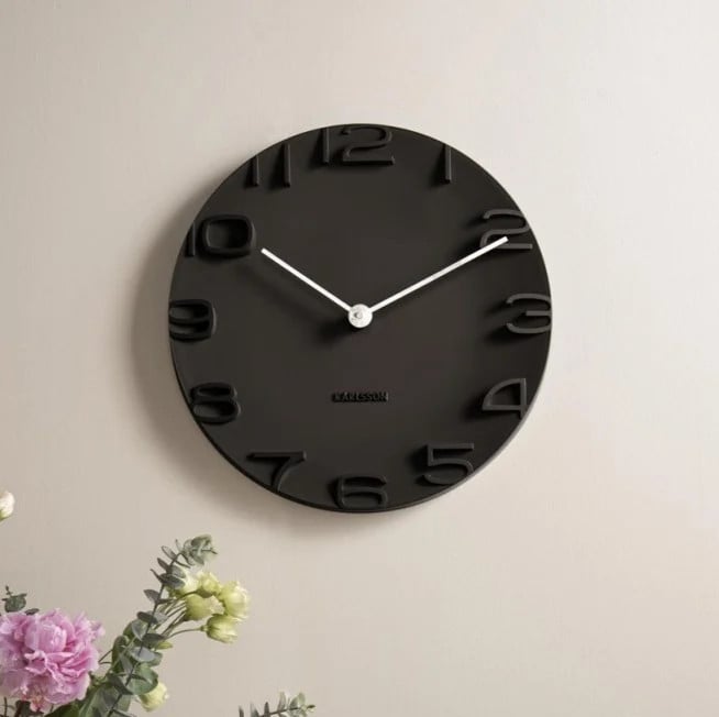 Karlsson Wandklok On The Edge zwart modern rond metaal Diameter: 42 cm