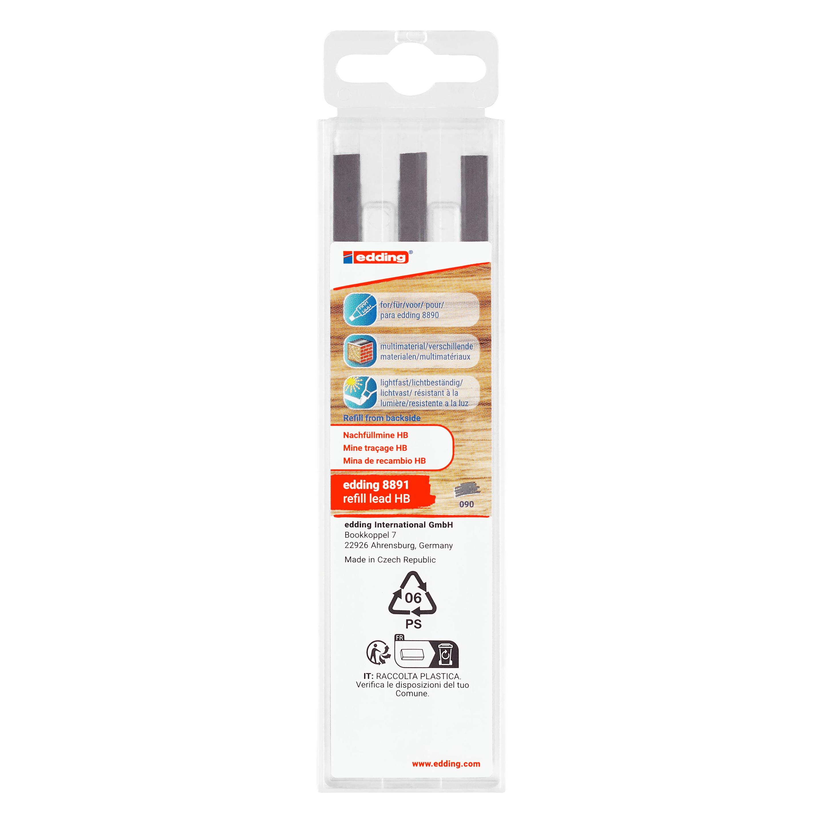 Edding HB Graphit 6er-Pack 4-8891-6090 Ersatzspitze Schwarz 1 Set (6 Stk., 2 mm, HB) (4-8891-6090)