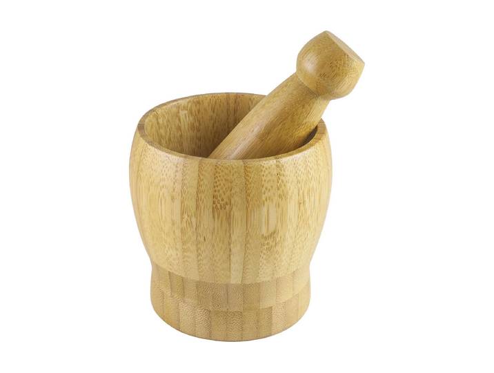Mörser Ibili 10 cm , beige (natur), H:14cm Ø:10cm, Bambus, Mörser, Mörser
