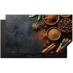 HERDABDECKPLATTE Zimt - Beton - Kaffee - Zimtstangen - Gewürze Induktionsschutz 89.6x51.6 cm