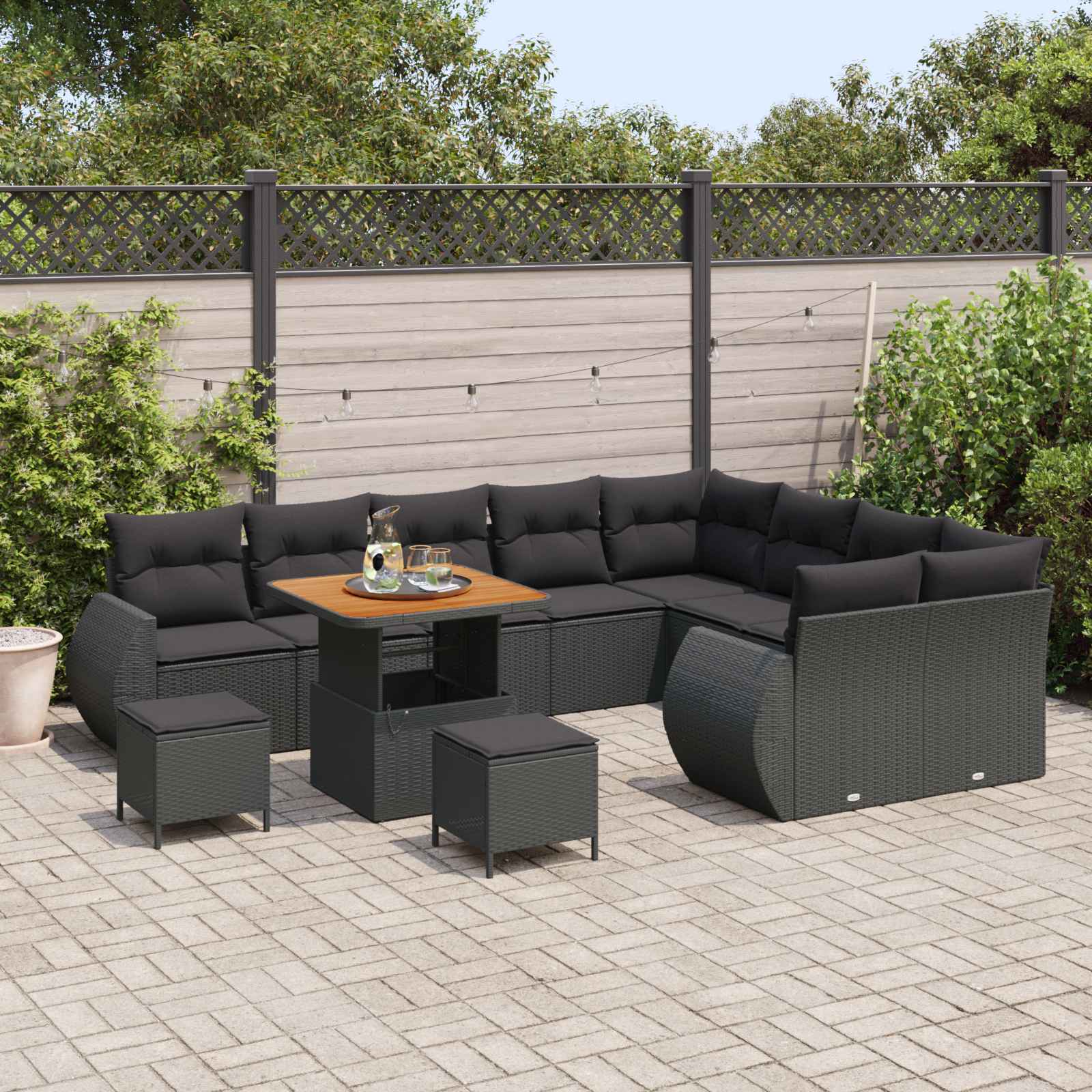 vidaXL Ensemble de canapé de jardin 12 pc 12 place Noir