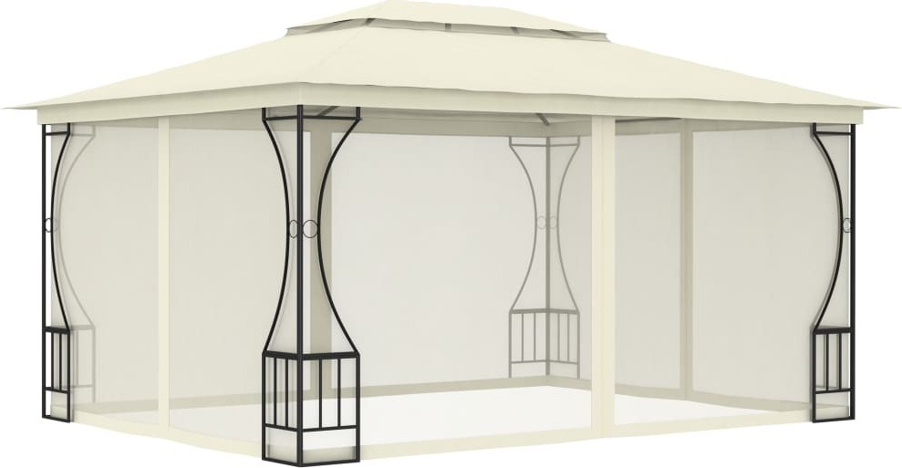 The Living Store Pavillon mit Netz 300x400x265 cm Creme
