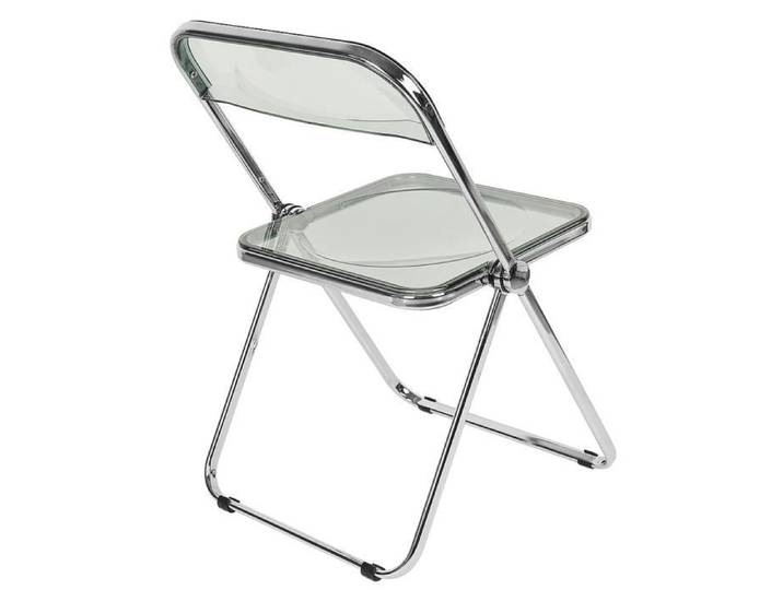Chaise pliante en acrylique avec dossier (gris) - Bureau à manger décontracté - Maison