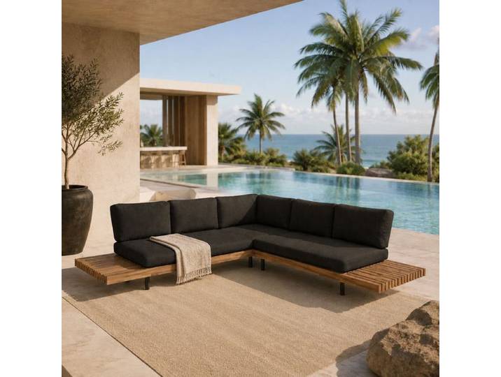 OUTLIV. Portillo Ecklounge Stahl/Akazie/Polyester Schwarz