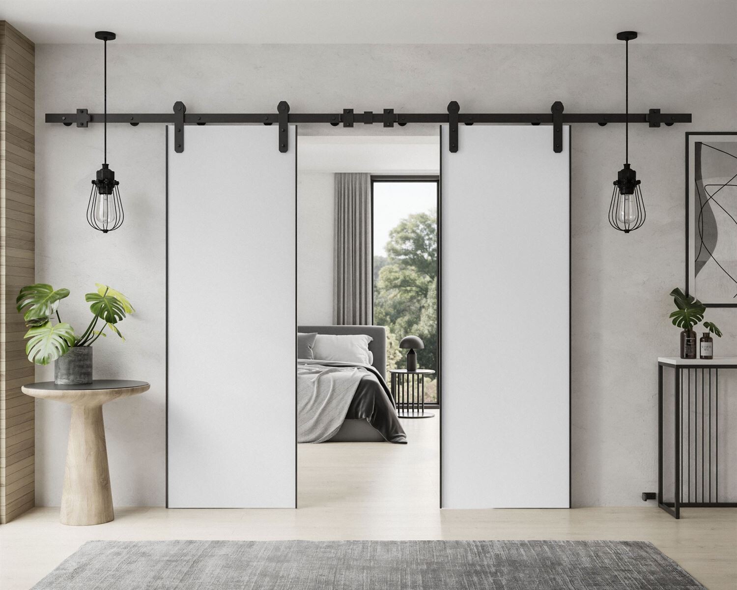 Schiebetür ALDER DUO mit Türdämpfer 172 cm Weiß