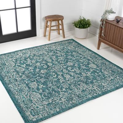 JONATHAN Y Sinjuri Bohemian Textured Weave Floral Indoor/Outdoor Area Rug