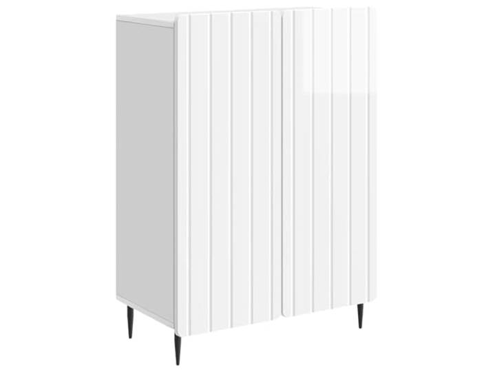 Sideboard Weiß Hochglanz 66 x 34,5 x 92 cm Holzwerkstoff mit Metallbeinen Weiß Hochglanz, Holzwerkstoff, schwarze Metallbeine, Regale, Innenraum, Wohnzimmer, Essbereich