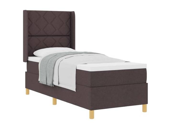 KTHLBRH Boxspringbett mit Kopfteil dunkelbraun 80 x 200 cm Stoff Höhenverstellbares Kopfteil, Taschenfederkernmatratze, Holzrahmen, goldene Beine