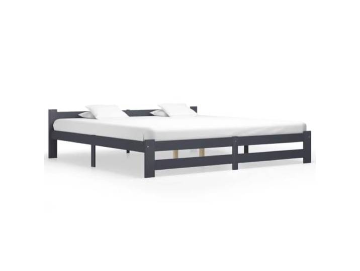 RJPLMFV Bettgestell, Kiefer, massiv, 200 x 200 cm, Dunkelgrau Ohne Matratze, Lattenrost im Lieferumfang enthalten, klassisches Design, robust und langlebig