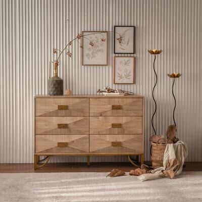 GDFStudio - Natalie Elegant 6 Drawer Dresser with Modern Storage and Versatile Functionality - 6 Drawers Dresser