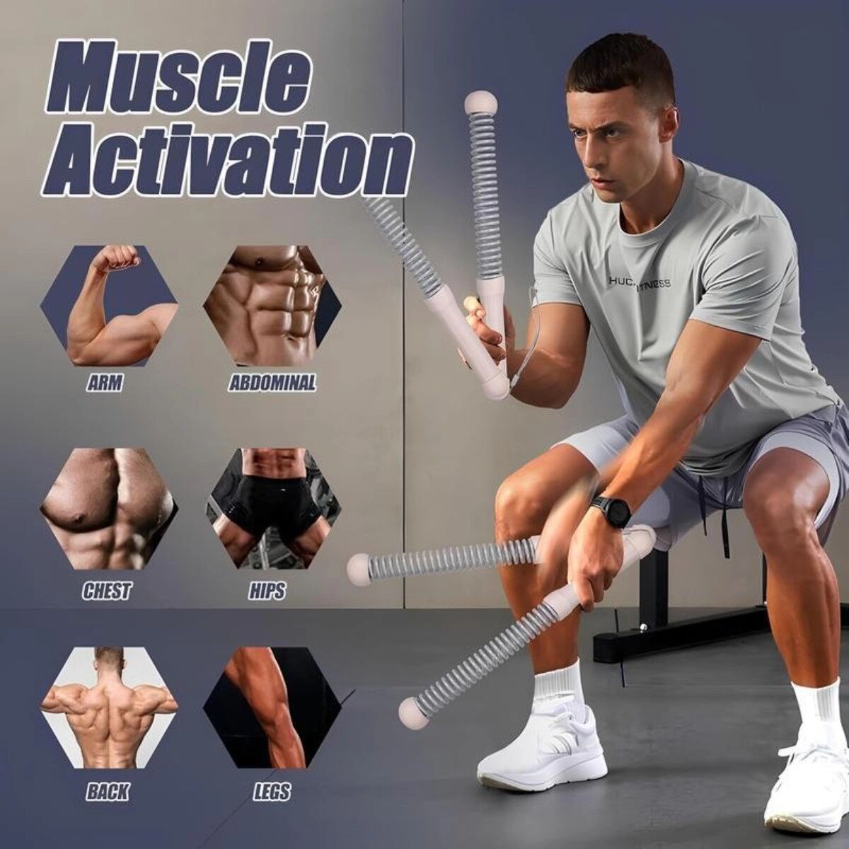 INF Seilloses verstellbares gewichtetes Battle-Rope-Paar für Home-Gym — federbetriebenes seilloses Trainergerät mit Rosa