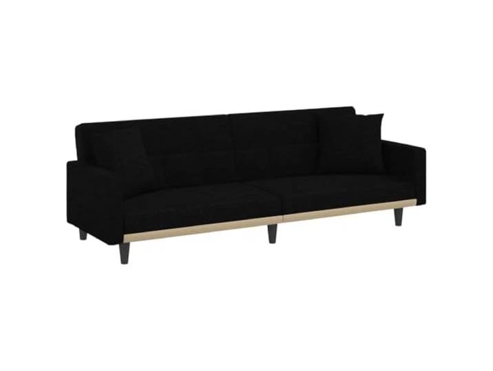 Makastle SchlafSofa Couch mit Kissen Schwarz Stoff