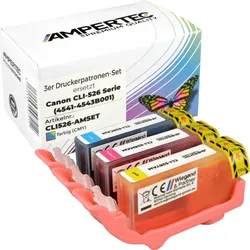 3 Kompatible Tinten ersetzt Canon CLI-526 Multipack CMY