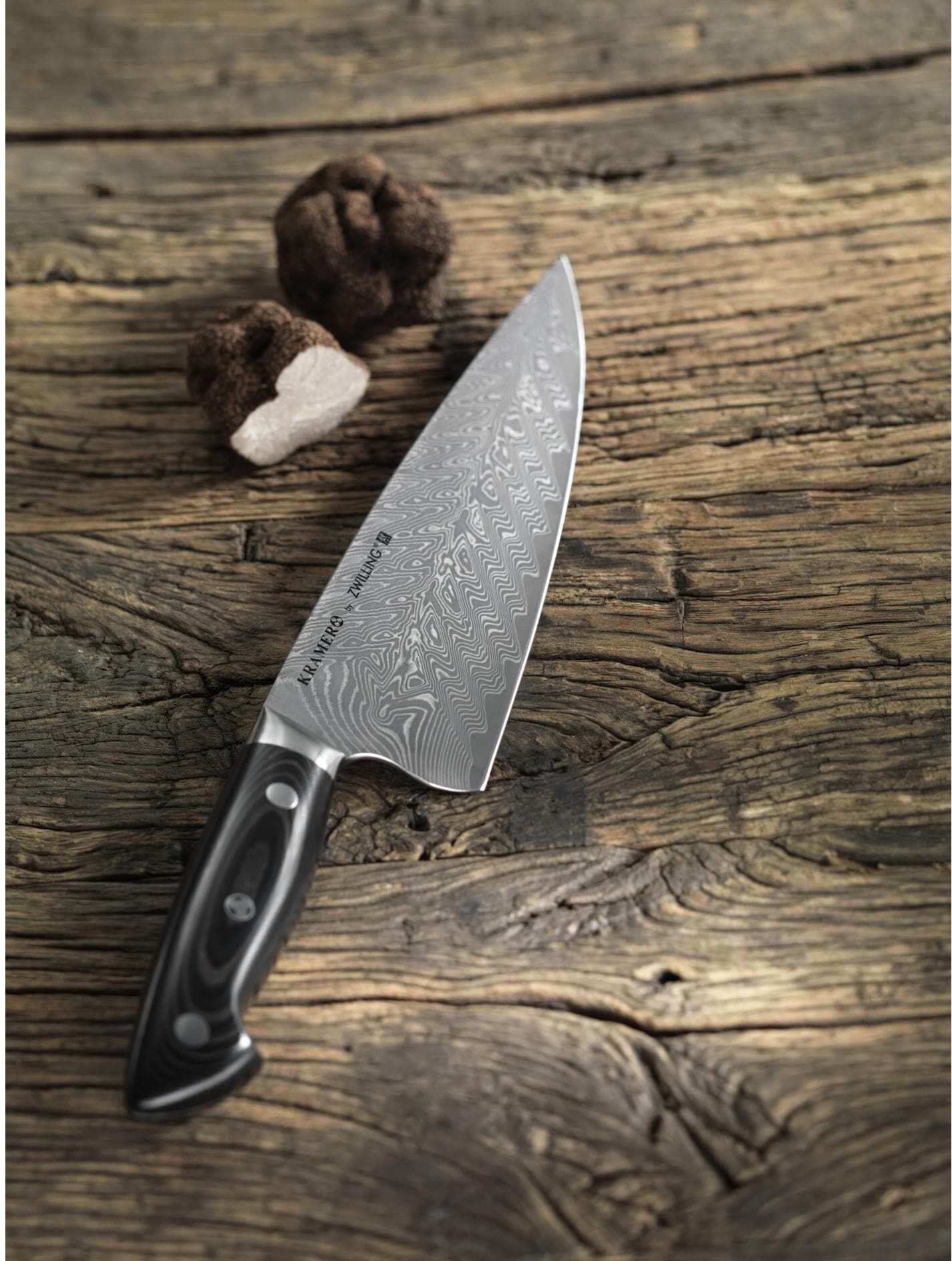 Spickmesser ZWILLING "Kramer Stainless 9 cm", schwarz, Klingenlänge 9cm, Edelstahl, Stahl, Kochmesser, Spickmesser, Präzises Spick- und Garniermesser mit Damastmuster schwarz Klingenlänge 9cm