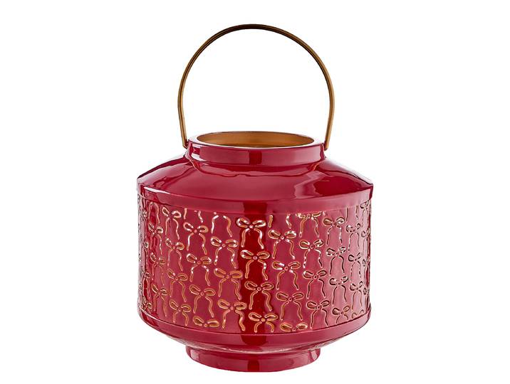 Laterne PRESENT Schleifen 18 x 17 x 18cm Bordeaux