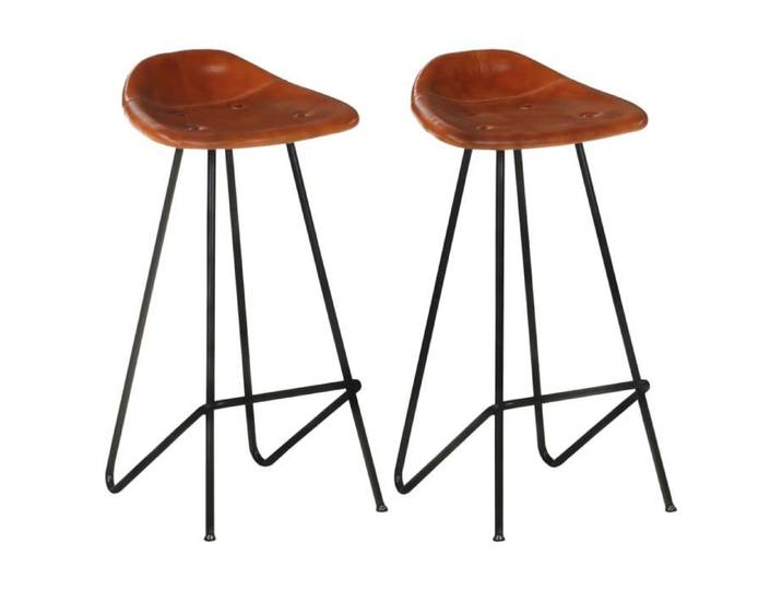 Lot de 2 Tabourets de bar - - Tabourets Hauts - pour intérieure - cuir véritable - marron - 45 x 39 x 83 cm@rea87w
