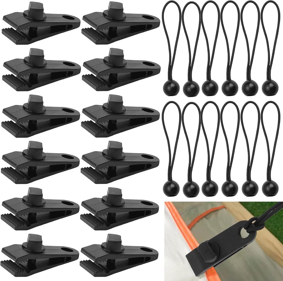 Tarp Clips Set - 12 Stuks Heavy Duty Zeilclips voor Tent en Camping
