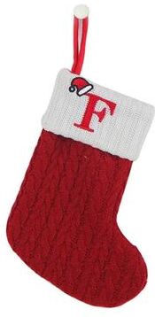 Inspired Living Cozy Knitted Mini Christmas Stocking With AZ Letter, Snowflake Design & Hanging Loop f