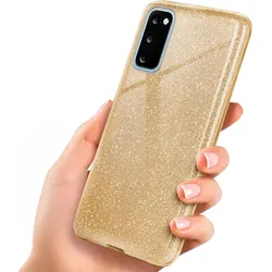 Samsung Galaxy S20 Hülle Glitzer Gold – ONEFLOW Glitter Case, 3in1 Silikon, Funkelnd, Stoßfest, Dünn, Shine-Gold